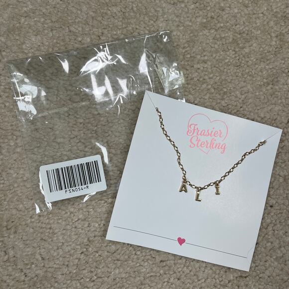 Frasier Sterling Gold ALI Letter Name Necklace Dainty Personalized Chain New NWT - Picture 3 of 6